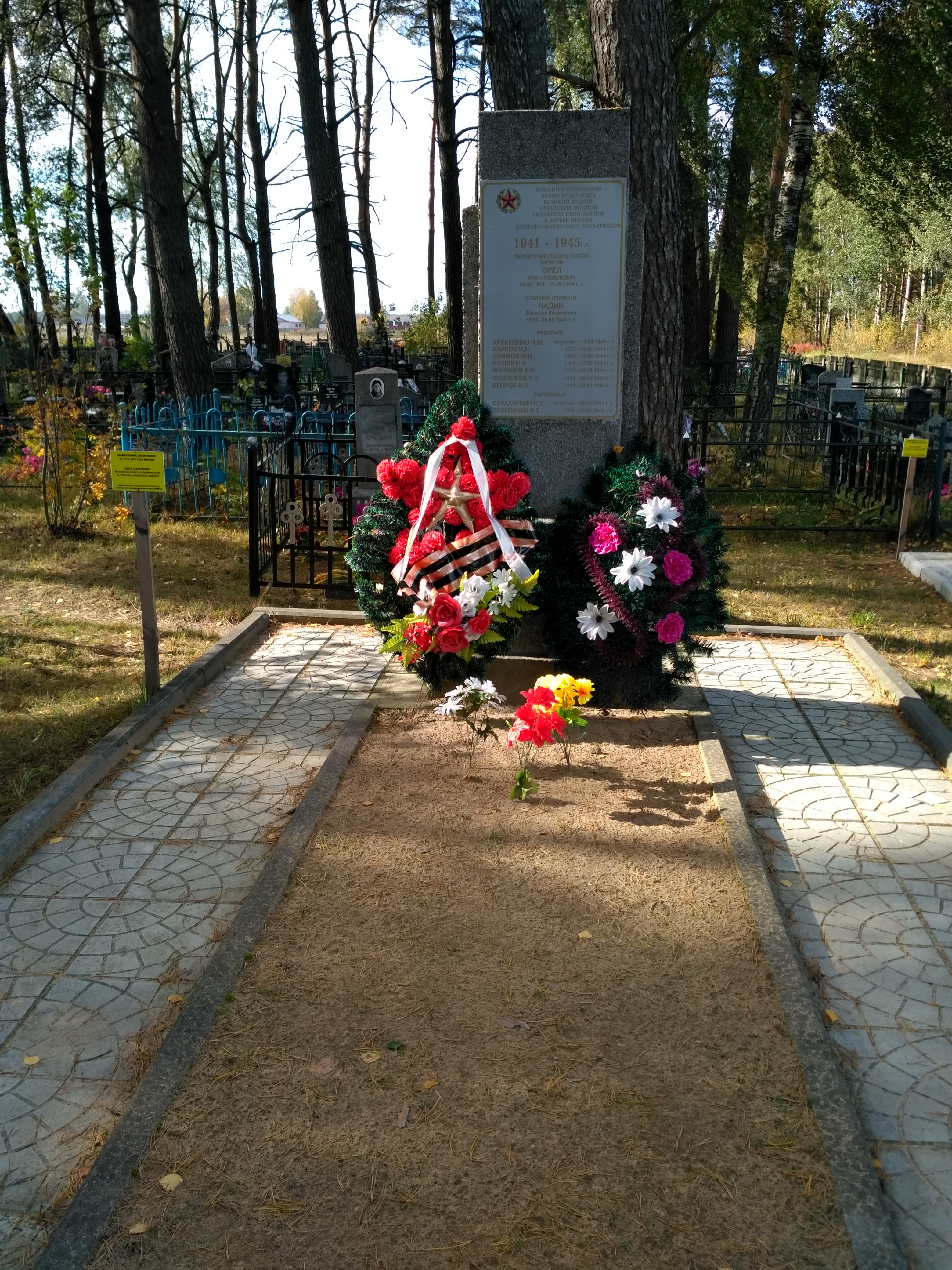 Братская могила Советских воинов, погибших в 1944 году при освобождении д. Воротынь, в их числе Герой Советского Союза, капитан Орел И.Я, расположенная в аг. Воротынь, Бобруйский район, Могилевская область
