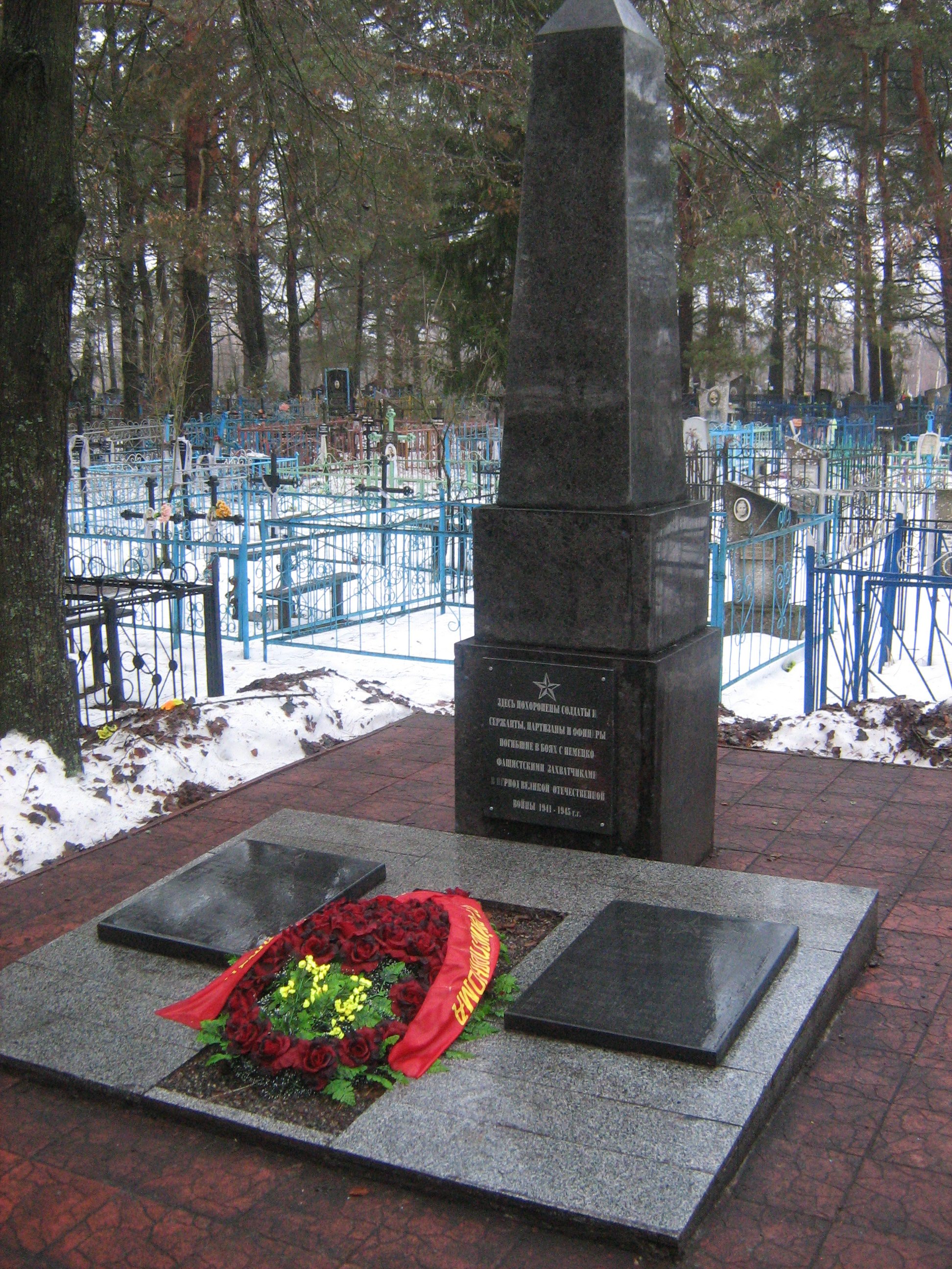 Братская могила воинов и партизан, расположенная в г. Ельск, Ельский район, Гомельская область