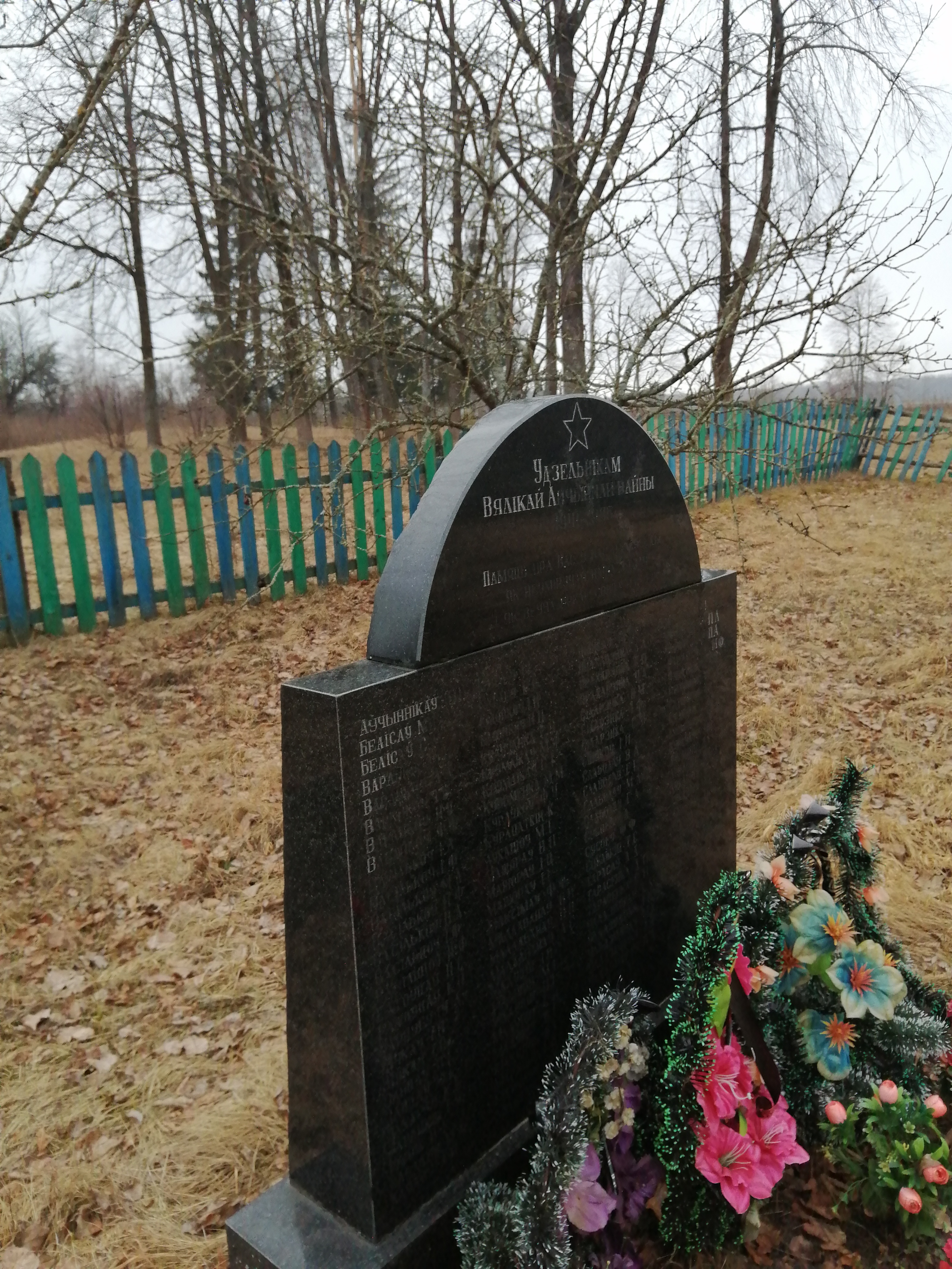 Памятный знак Воинам землякам, расположенная в д. Лобча, Чериковский район, Могилевская область